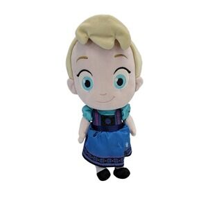Disney Store Frozen Young Elsa Plush Doll Blue Dress Blonde Hair